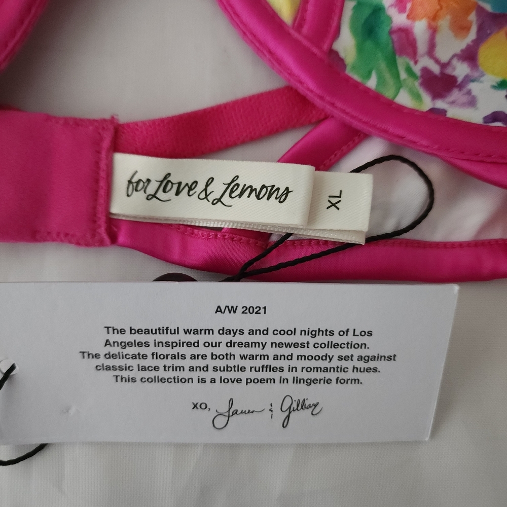 For Love And Lemons Watercolor Pink Floral Bra - Picture 4 of 7